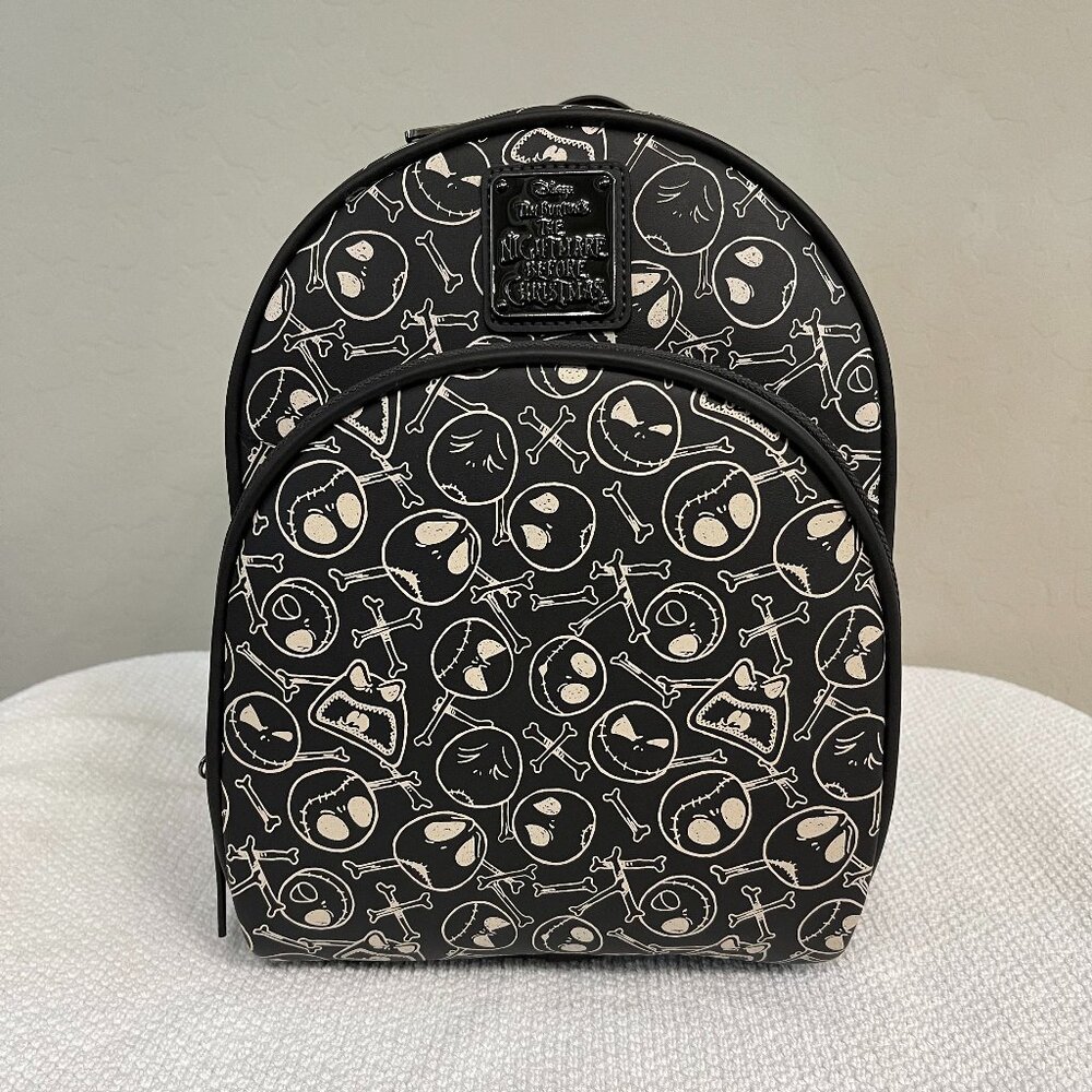 LOUNGEFLY ~ Disney Nightmare Jack Skellington Heads Mini Backpack - NWT!